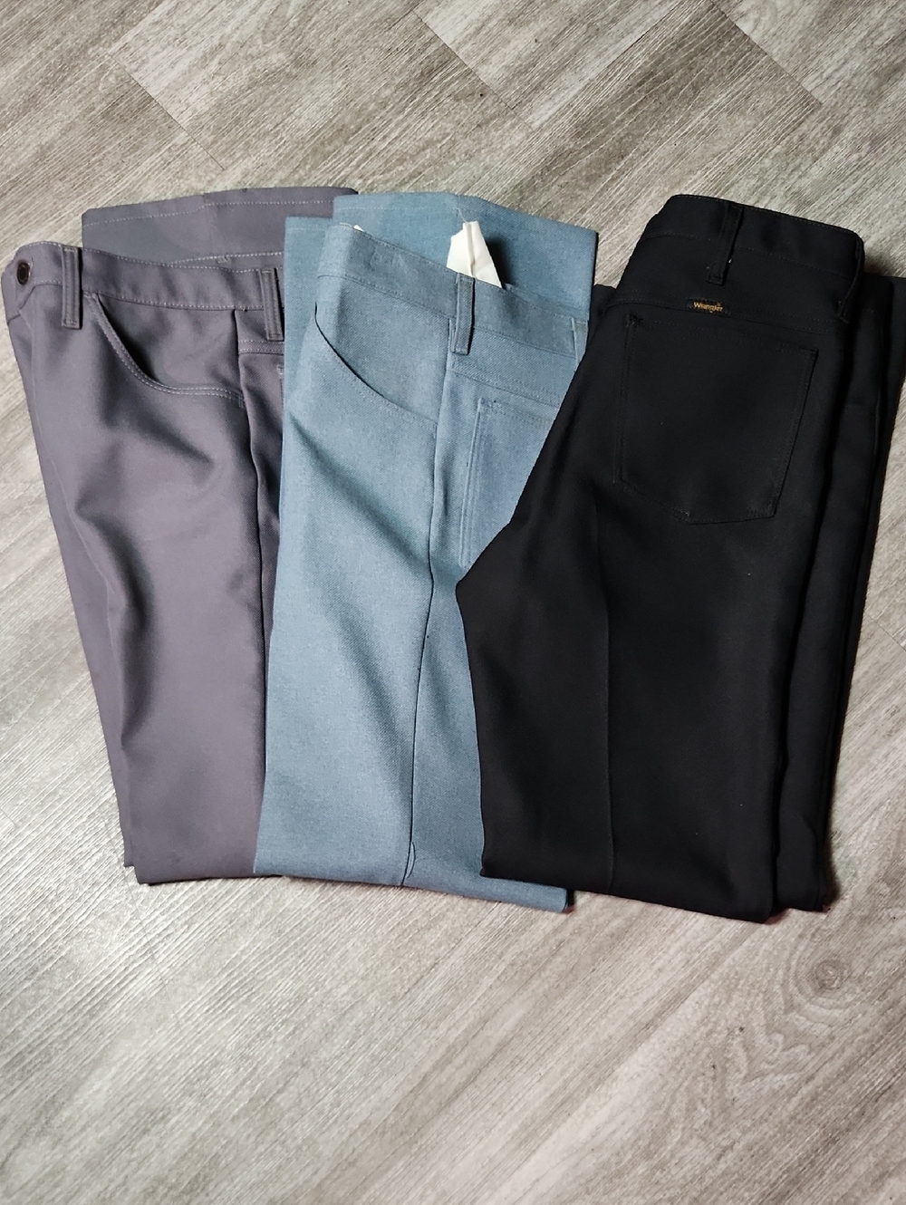 Lot Of Wranglers Wrancher Men's Slim  Pants — Black, Light Blue, Gray